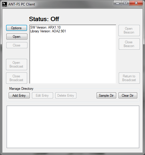 ANT-FS PC Client screenshot